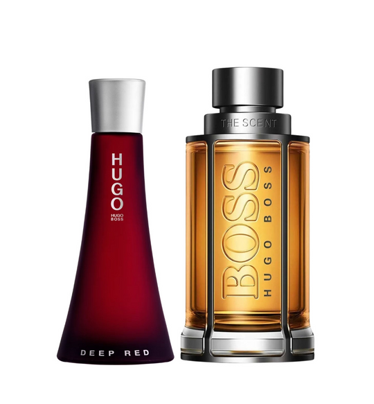 Hugo Boss The Scent 100 ml EDT Caballero + Deep Red 90ml EDP Dama