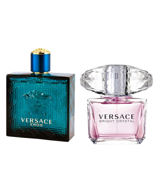Versace Eros 100ml EDT Caballero y Bright Crystal 90ml EDT Dama