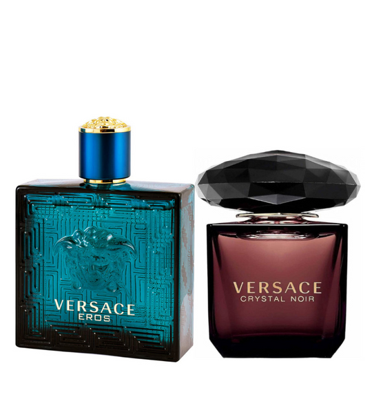 Versace Eros 100ml EDT Caballero y Crystal Noir 90ml EDP Dama